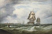 Ebenezer Colls A Royal Naval Squadron running out of Portsmouth Spain oil painting artist
